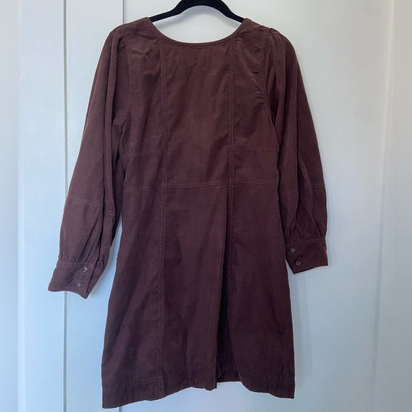 Madewell long sleeve maroon corduroy dress - Picture 2 of 3